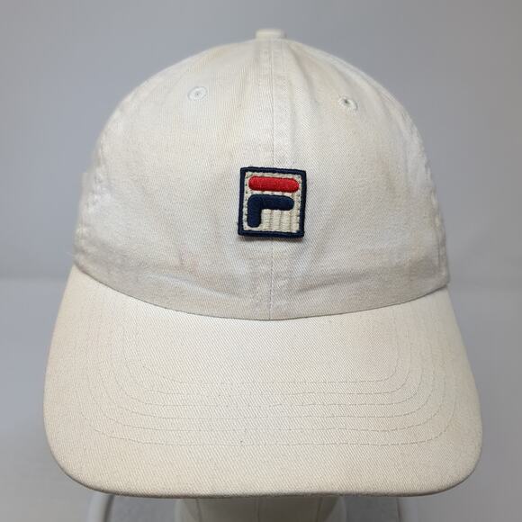 Fila Slideback Baseball Cap White One Size Adjustable Embroidered Vented Holes - Picture 2 of 10